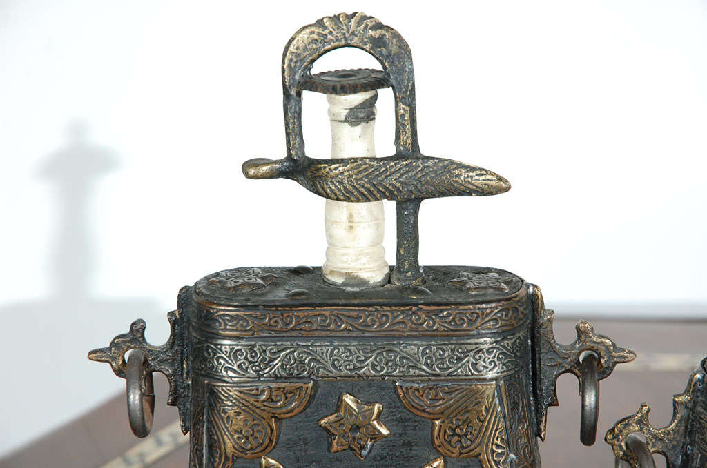 Set of Two Moroccan Antique Tribal Powder Case Flasks