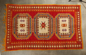 1960s Vintage Moroccan Orange Berber Rug