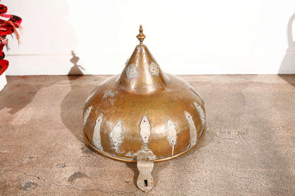 Moroccan Antique Bronze Cover with Brass Etched Decor