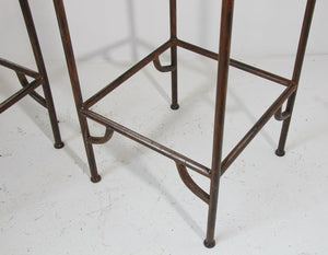 Vintage Wrought Iron Barstools with Back Set of Two Spanish Revival