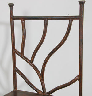 Vintage Wrought Iron Barstools with Back Set of Two Spanish Revival