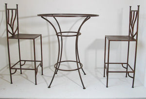 Vintage Wrought Iron Barstools with Back Set of Two Spanish Revival