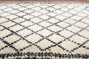 Moroccan White and Black Beni Ouarain Rug