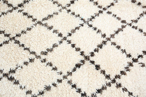 Moroccan White and Black Beni Ouarain Rug