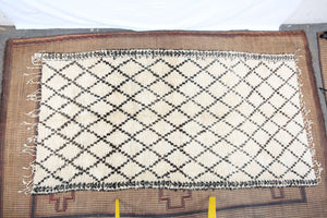 Moroccan White and Black Beni Ouarain Rug