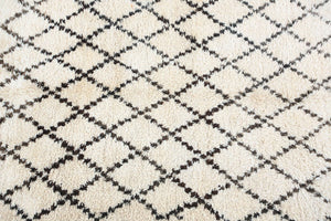 Moroccan White and Black Beni Ouarain Rug
