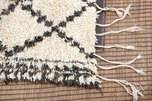 Moroccan White and Black Beni Ouarain Rug