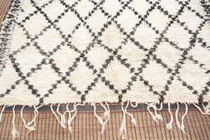 Moroccan White and Black Beni Ouarain Rug