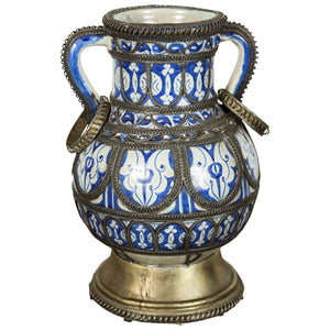 Antique Moroccan Ceramic Vase from Fez