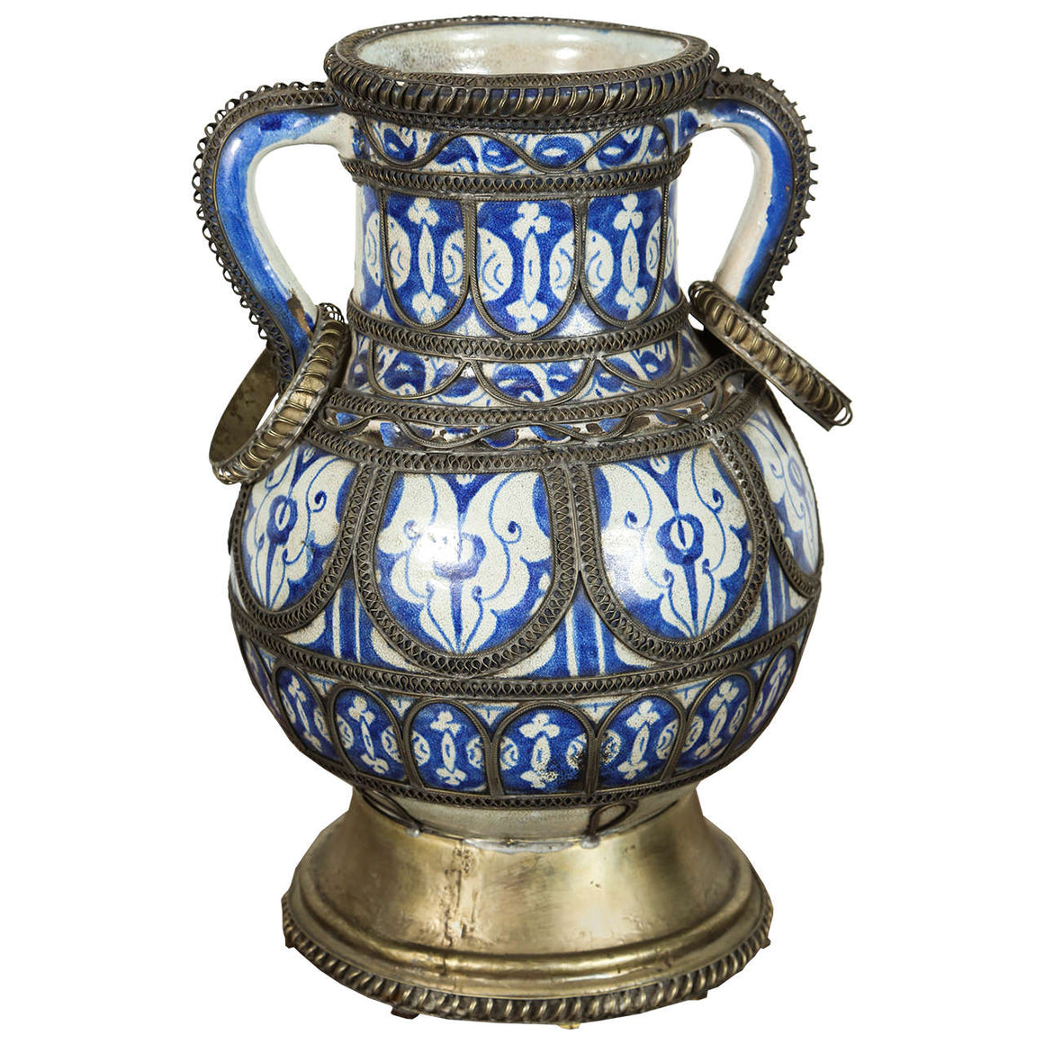 Antique Moroccan Ceramic Vase from Fez