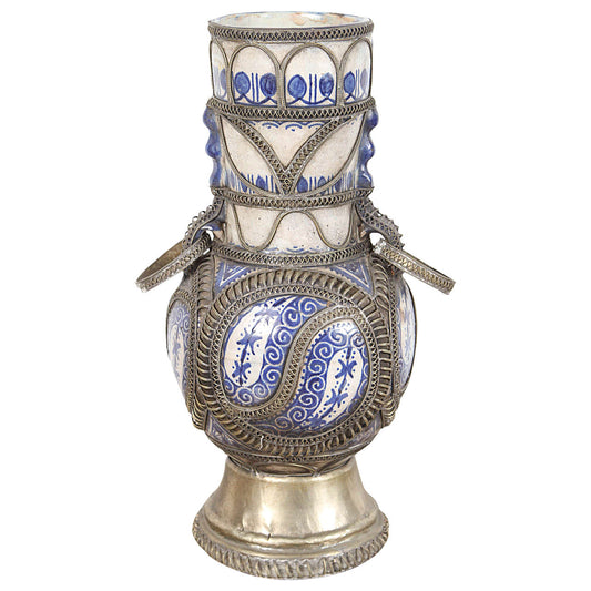 Antique Moroccan Ceramic Vase from Fez