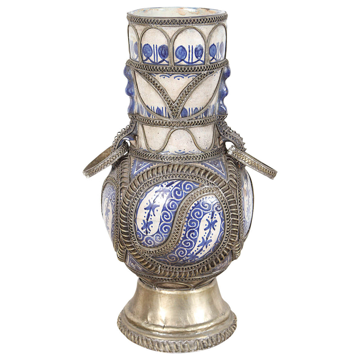 Antique Moroccan Ceramic Vase from Fez
