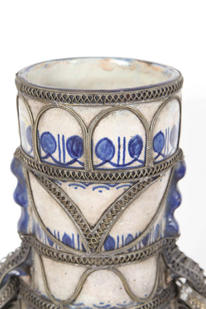 Antique Moroccan Ceramic Vase from Fez