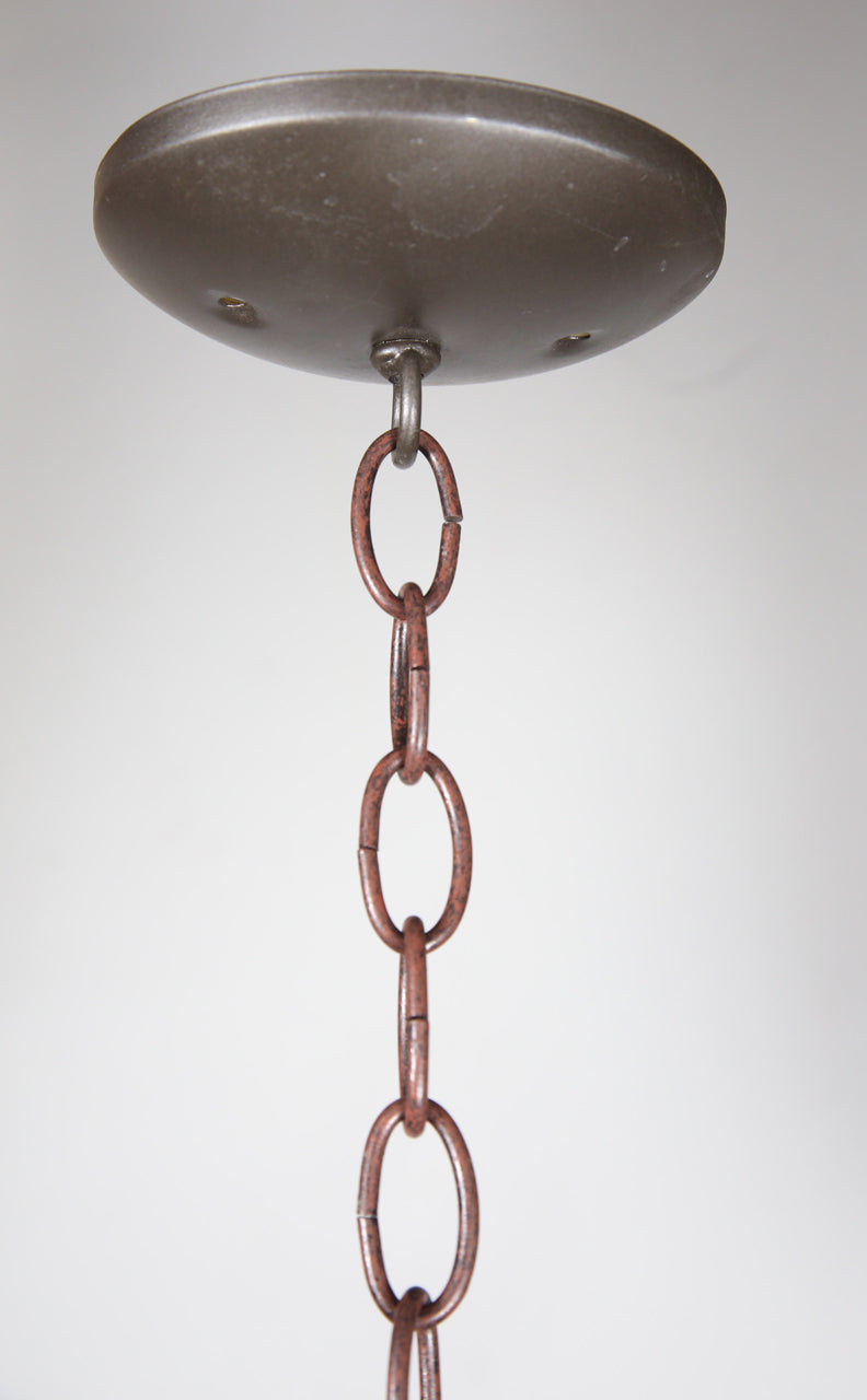 Pair of Moroccan Moorish Pierced Metal Lanterns with Blue and Amber Glass