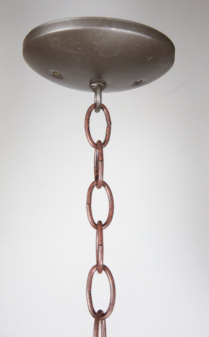 Pair of Moroccan Moorish Pierced Metal Lanterns with Blue and Amber Glass
