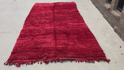 Vintage Red Moroccan Berber Rug, Hand-Knotted Wool, 1960