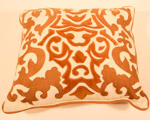 Decorative Silk Velvet Applique Throw Pillow