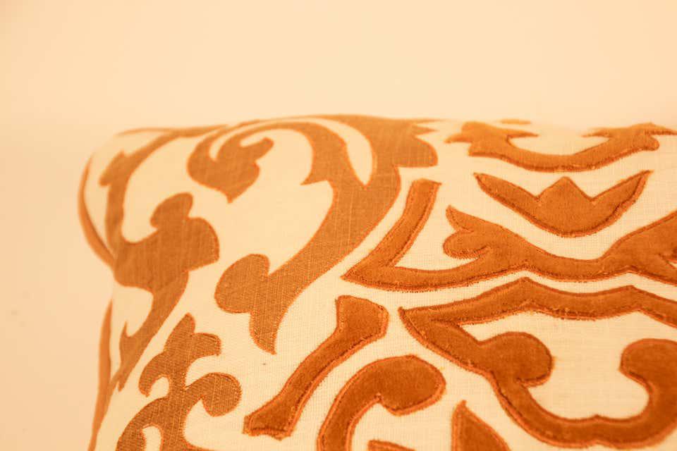 Decorative Silk Velvet Applique Throw Pillow