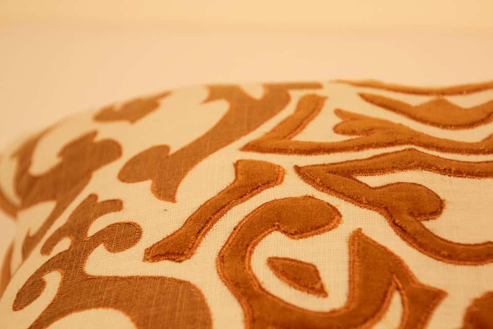 Decorative Silk Velvet Applique Throw Pillow