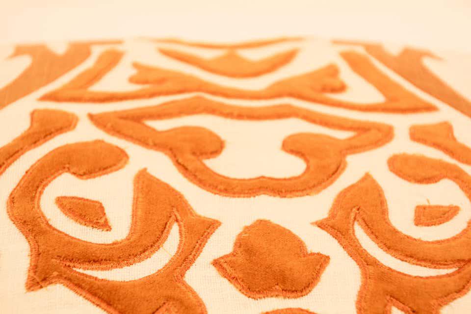 Decorative Silk Velvet Applique Throw Pillow