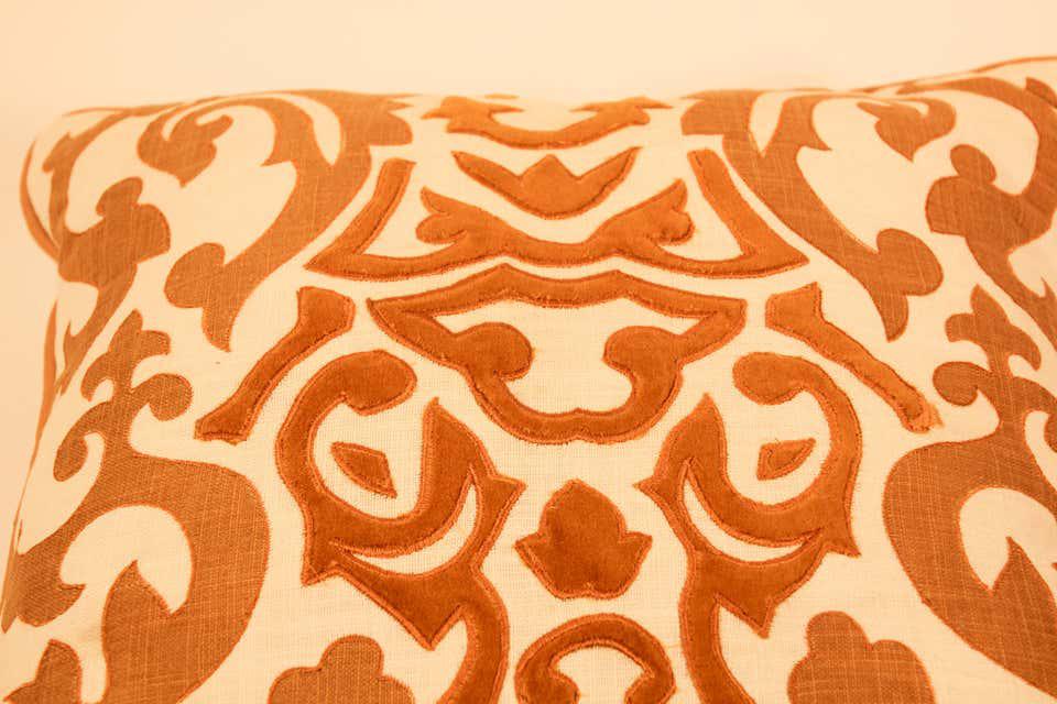 Decorative Silk Velvet Applique Throw Pillow