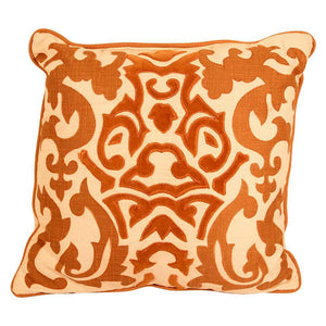 Decorative Silk Velvet Applique Throw Pillow