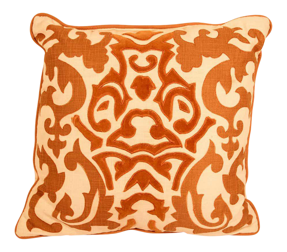 Decorative Silk Velvet Applique Throw Pillow