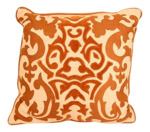 Decorative Silk Velvet Applique Throw Pillow