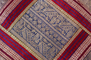 Throw Pillow Made from Vintage silk Sari Borders, India
