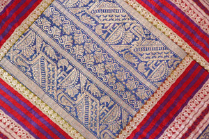 Throw Pillow Made from Vintage silk Sari Borders, India