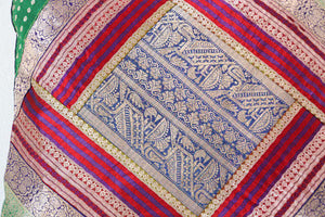 Throw Pillow Made from Vintage silk Sari Borders, India