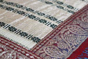 Decorative Trow Pillow Made from Vintage Sari Borders, India