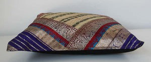 Decorative Trow Pillow Made from Vintage Sari Borders, India