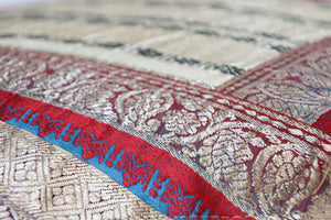 Decorative Trow Pillow Made from Vintage Sari Borders, India