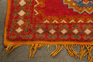 1960s Vintage Moroccan Orange Berber Rug