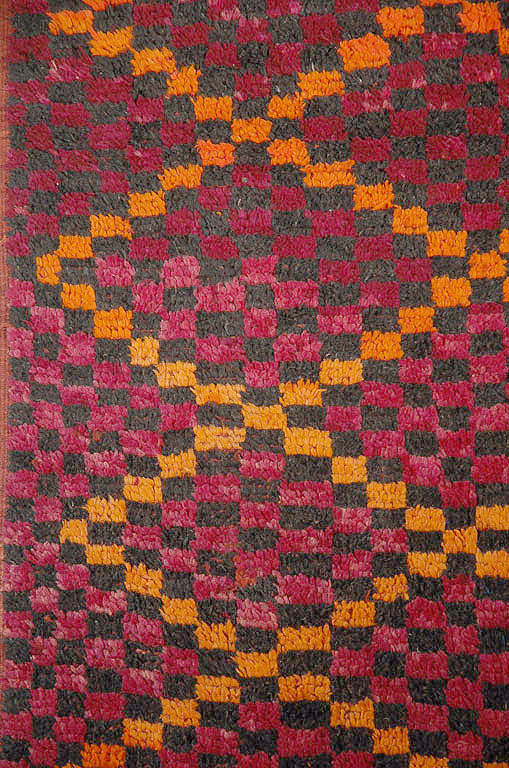 1960s Large Moroccan Berber Tribal Wool Rug in Purple, Orange and Black