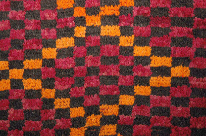 1960s Large Moroccan Berber Tribal Wool Rug in Purple, Orange and Black