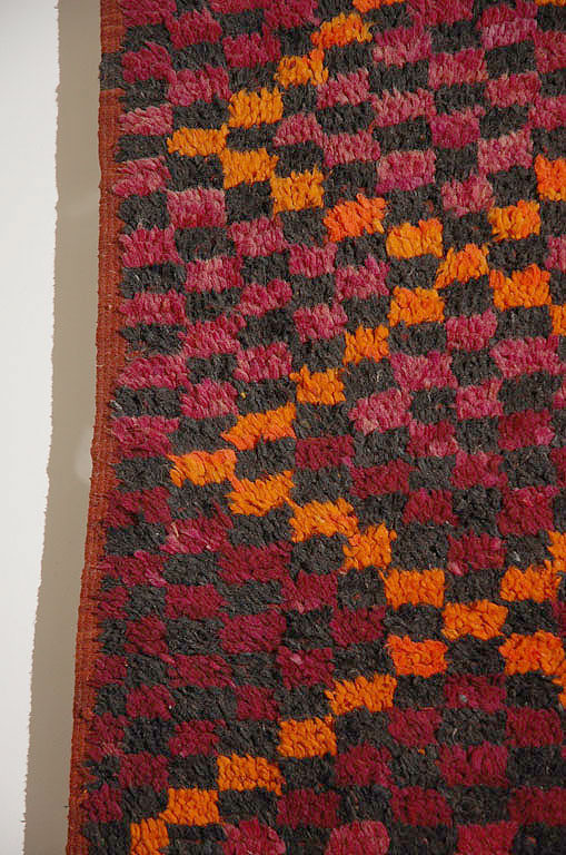 1960s Large Moroccan Berber Tribal Wool Rug in Purple, Orange and Black