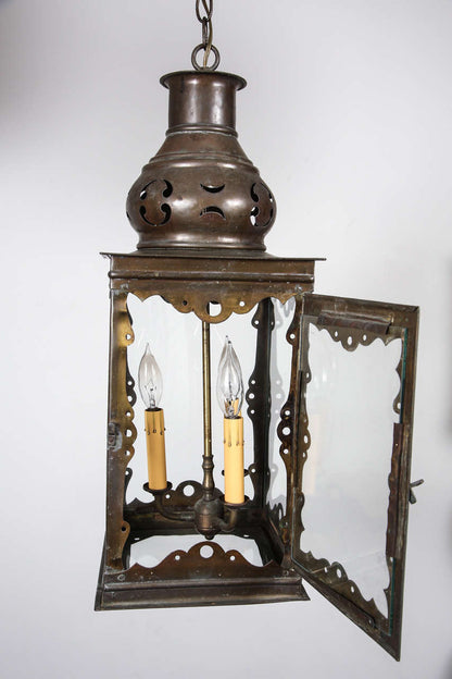 Moorish Chandelier in Brass and Glass, Hand-Crafted, Spain, 1920