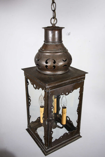 Moorish Chandelier in Brass and Glass, Hand-Crafted, Spain, 1920