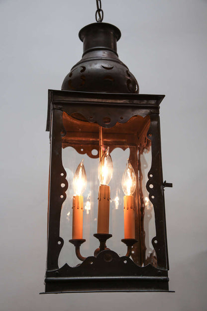 Moorish Chandelier in Brass and Glass, Hand-Crafted, Spain, 1920