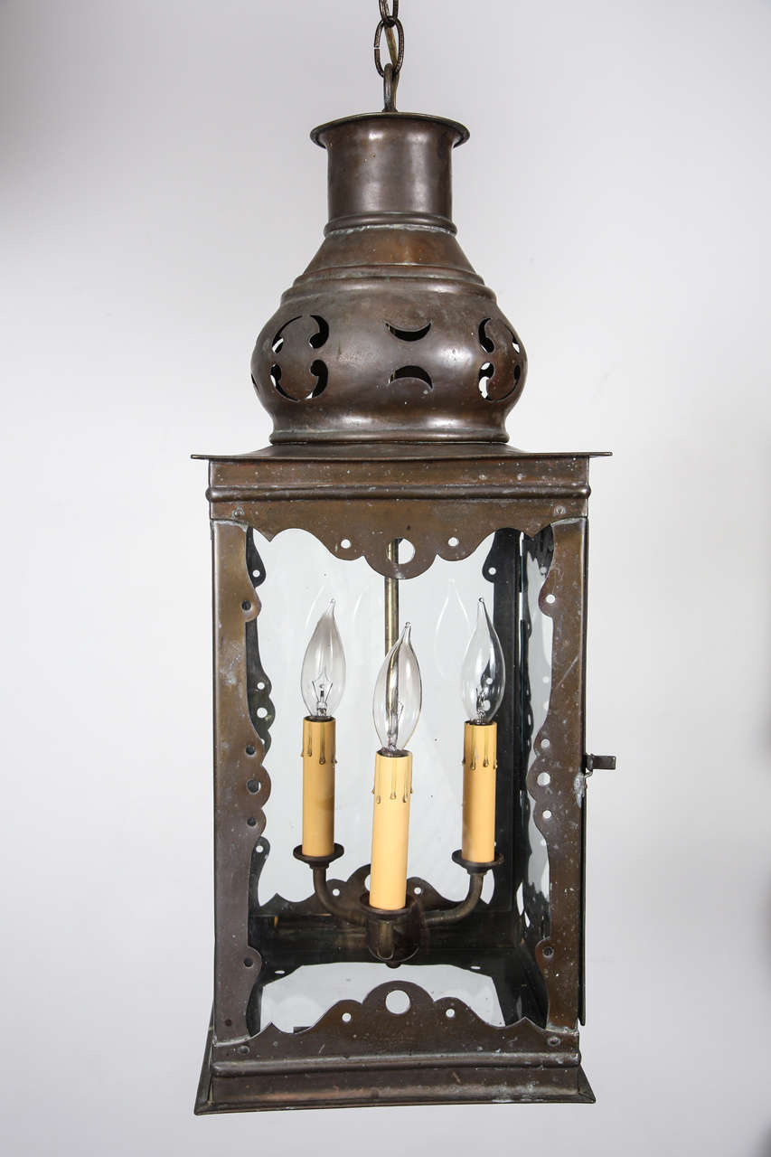 Moorish Chandelier in Brass and Glass, Hand-Crafted, Spain, 1920