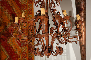 Large French Iron Chandelier