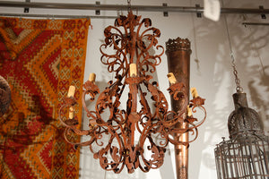 Large French Iron Chandelier