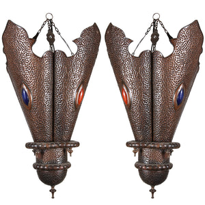 Moroccan Handcrafted Metal Lanterns, North Africa set of 2