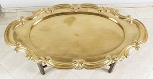 Hollywood Regency Oval Brass Tray Table