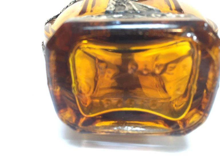 Perfume Bottle with Embossed Metal Overlay Glass