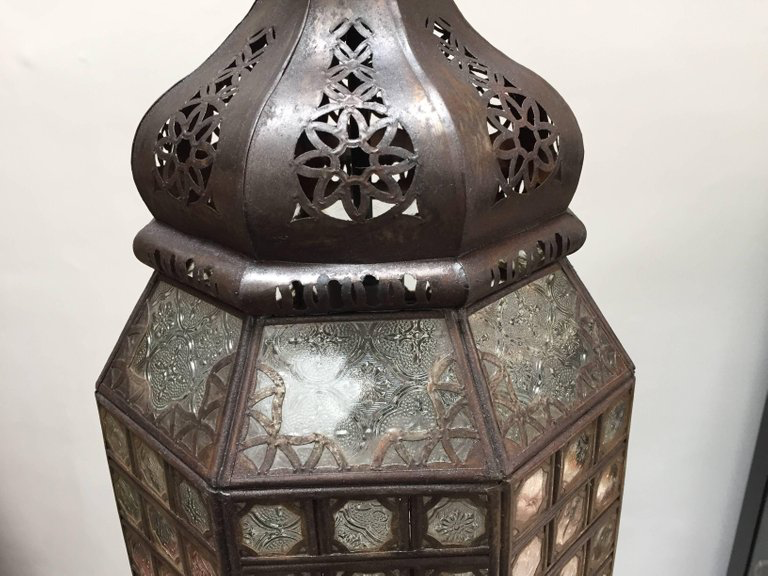 Moroccan Glass Lantern with Metal Filigree and Clear Glass – view 4