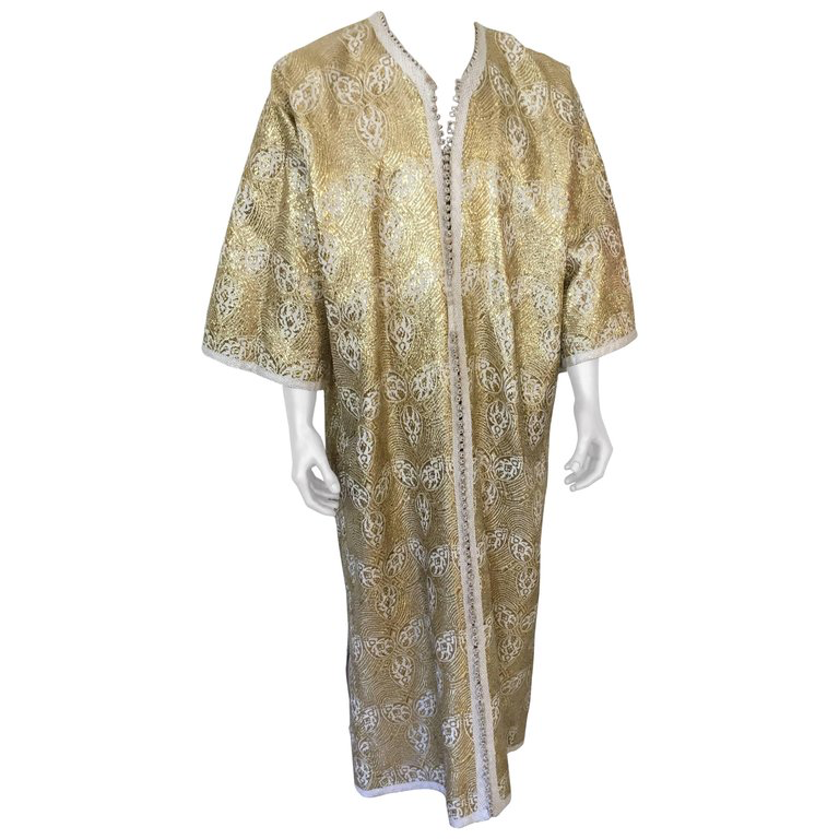 Moroccan Caftan in Silver and Gold Brocade Vintage Gentleman Kaftan Circa1960