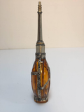 Glass Perfume Bottle with Embossed Metal Overlay